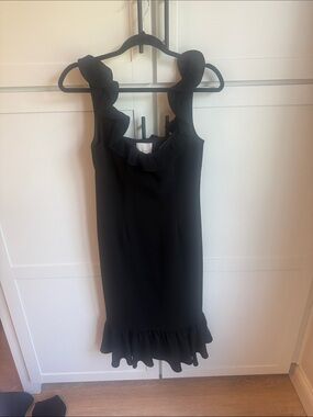 cinq a sept Black Ruffle-Trim Sheath Dress